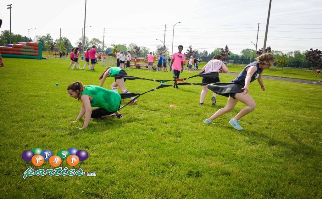 4 way grinder tug of war game at outdoor event