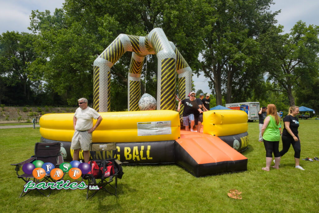 Inflatable Wrecking Ball Bouncer at outdoor event